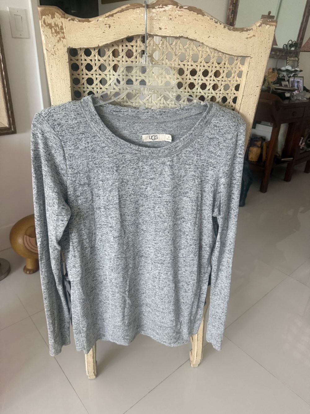 UGG Heathered Gray Long Sleeve Top with Ties on Side